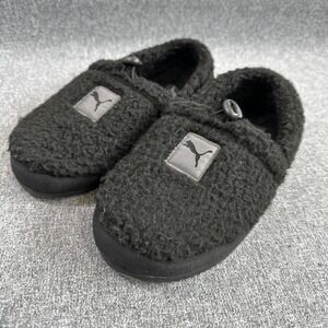 Puma Sherpa Slippers Mens 7 Womens 8.5 Black Fleece Slip On Cozy Unisex‎